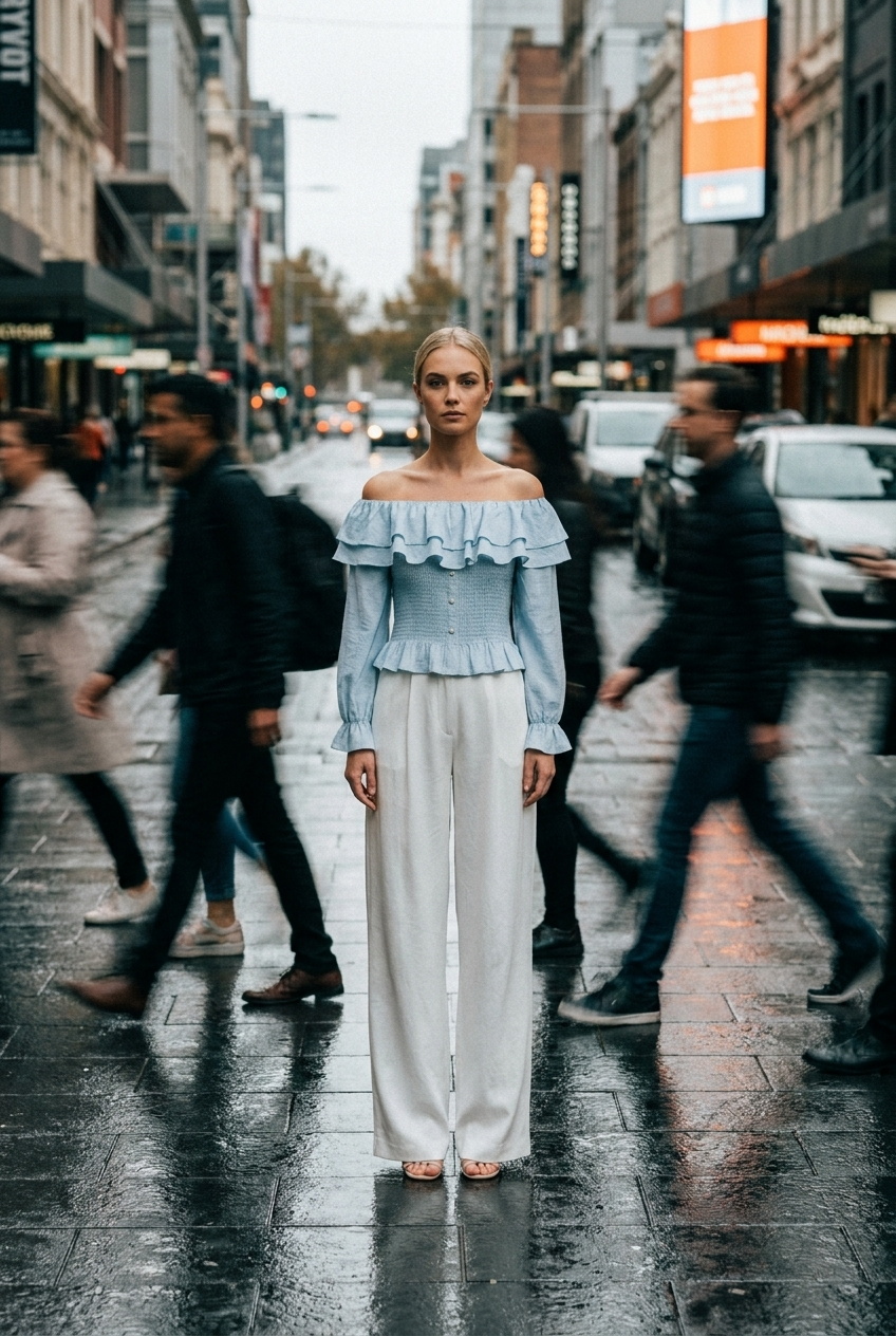 Off-The-Shoulder Smocked Ruffle Blouse – Hi Linzy