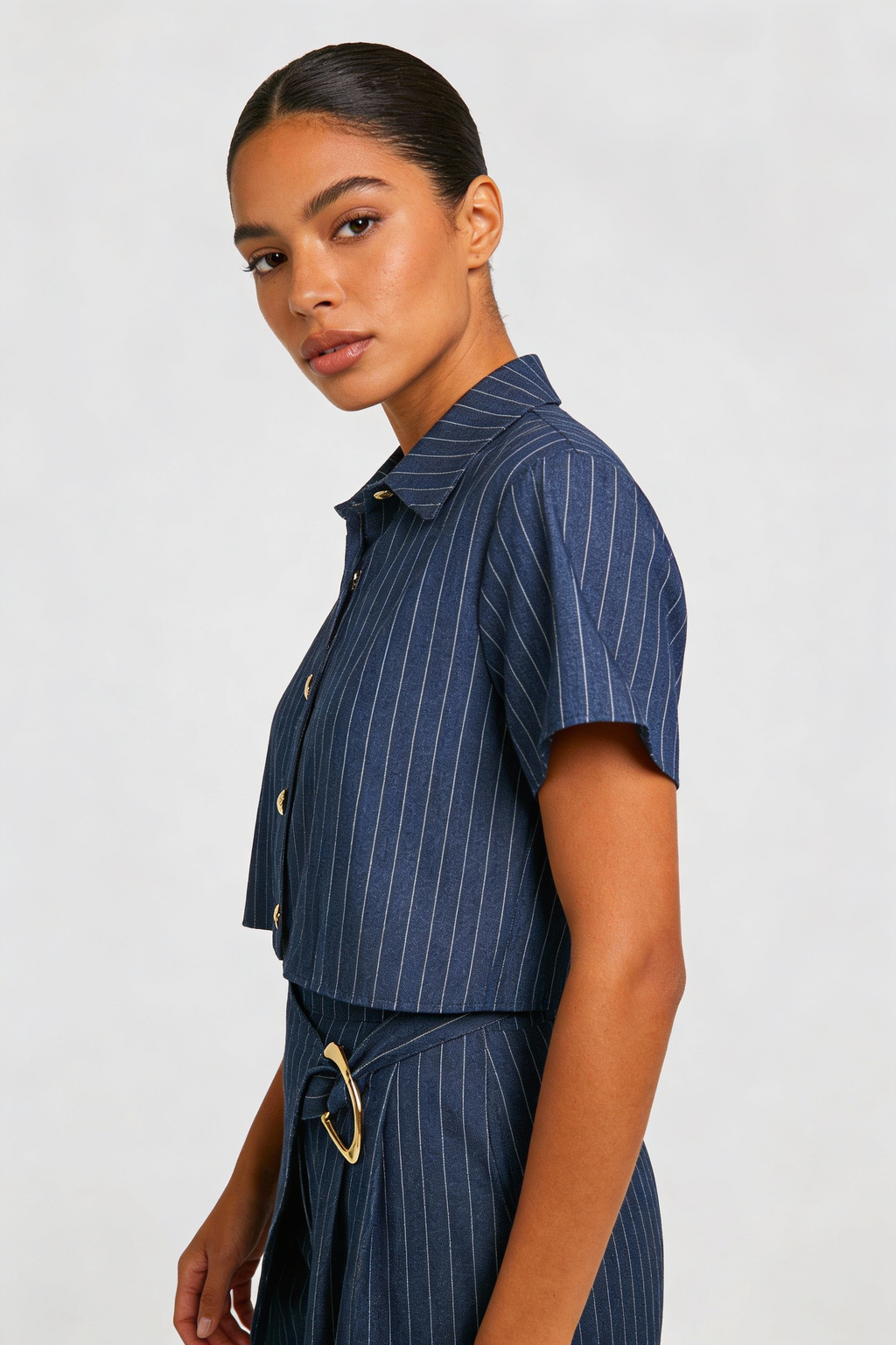 Pinstripe Button-Down Short Set