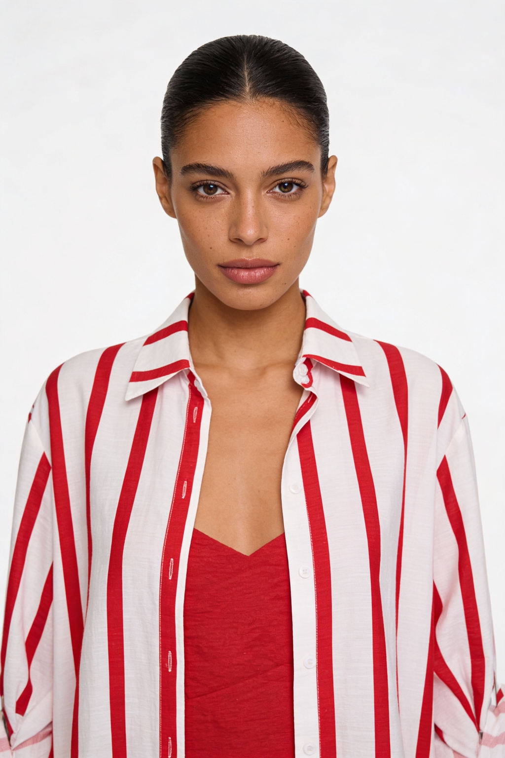 Bold Vertical Stripe Relaxed Shirt with matching Tank Top