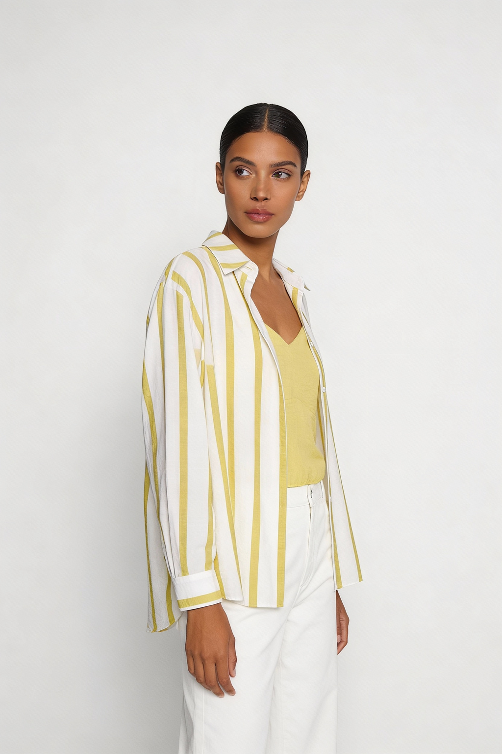 Bold Vertical Stripe Relaxed Shirt with matching Tank Top