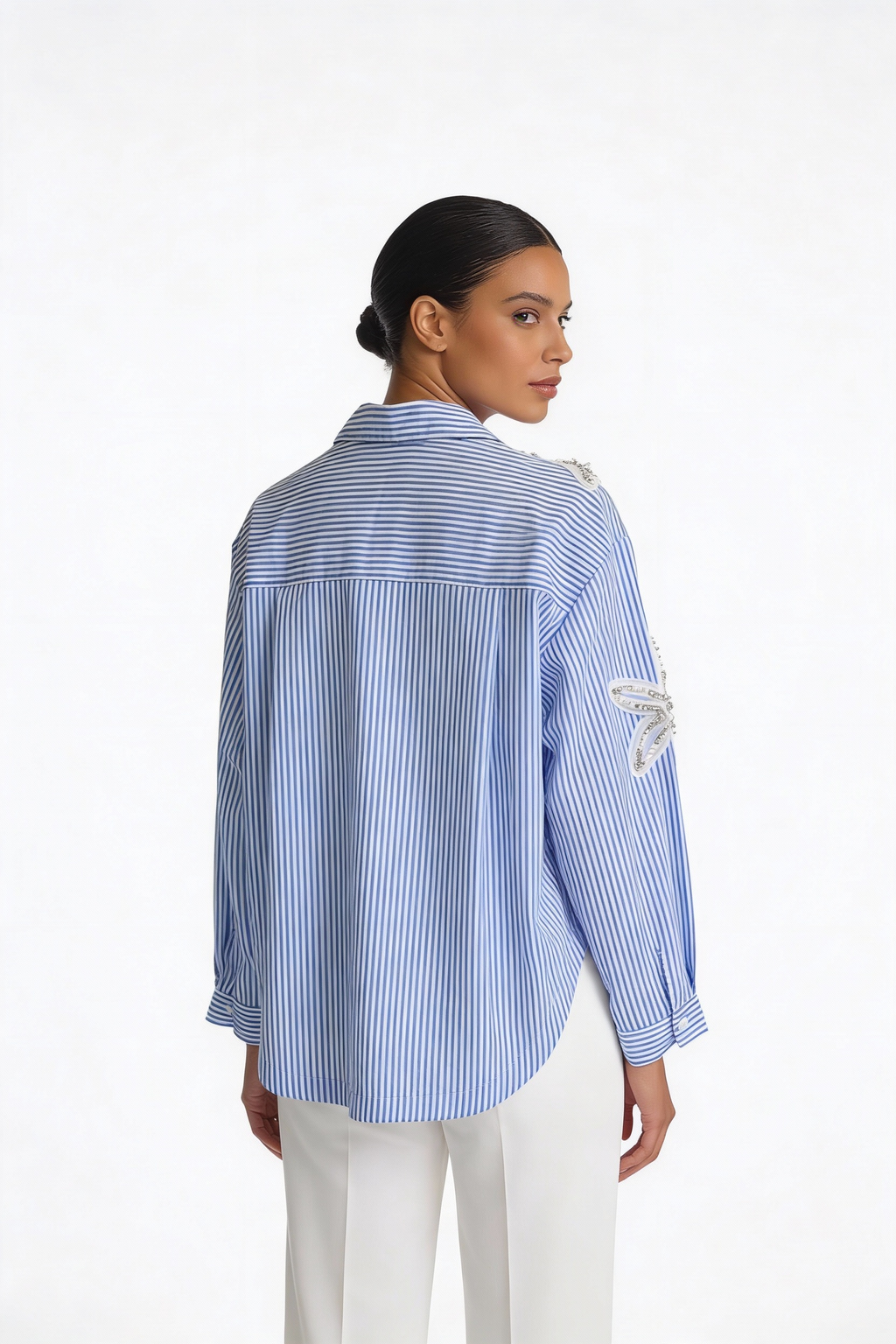 Starfish Appliqué Striped Shirt