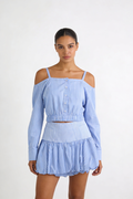 Striped Off-Shoulder Top & Bubble Skirt Set