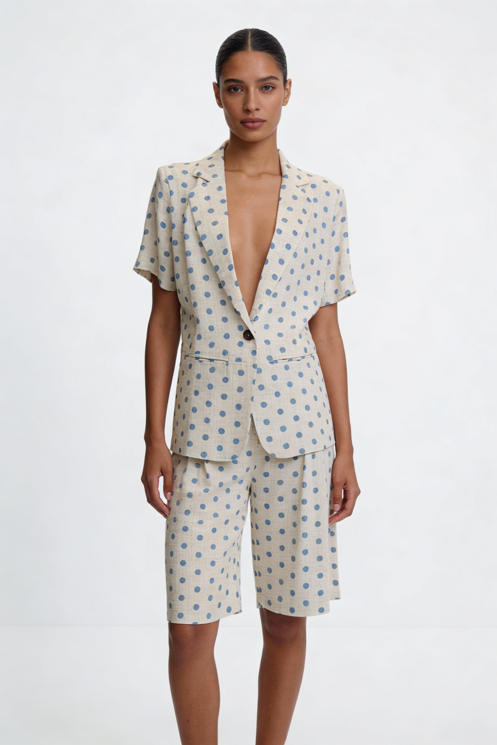 Polka Dot Short Sleeve Blazer & Bermuda Set