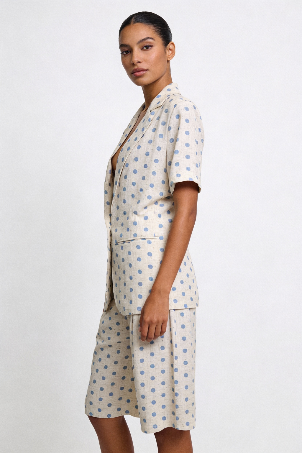 Polka Dot Short Sleeve Blazer & Bermuda Set