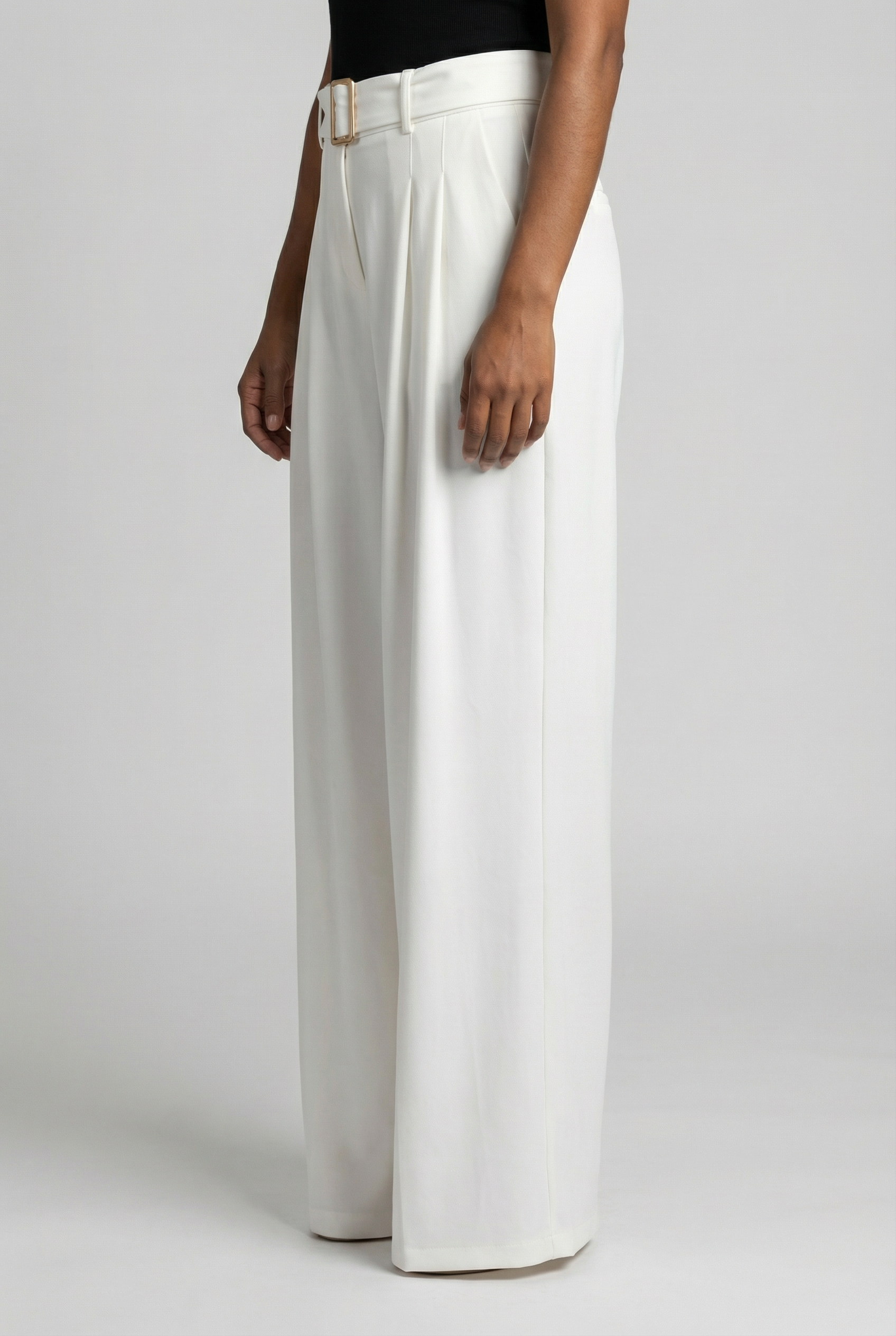 Belted High-Waist Wide-Leg Trousers