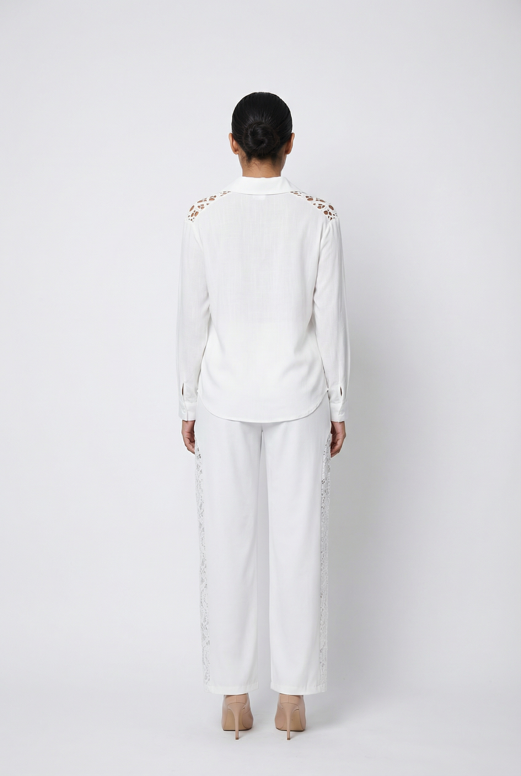 Lace Panel Single-Button Blazer Set