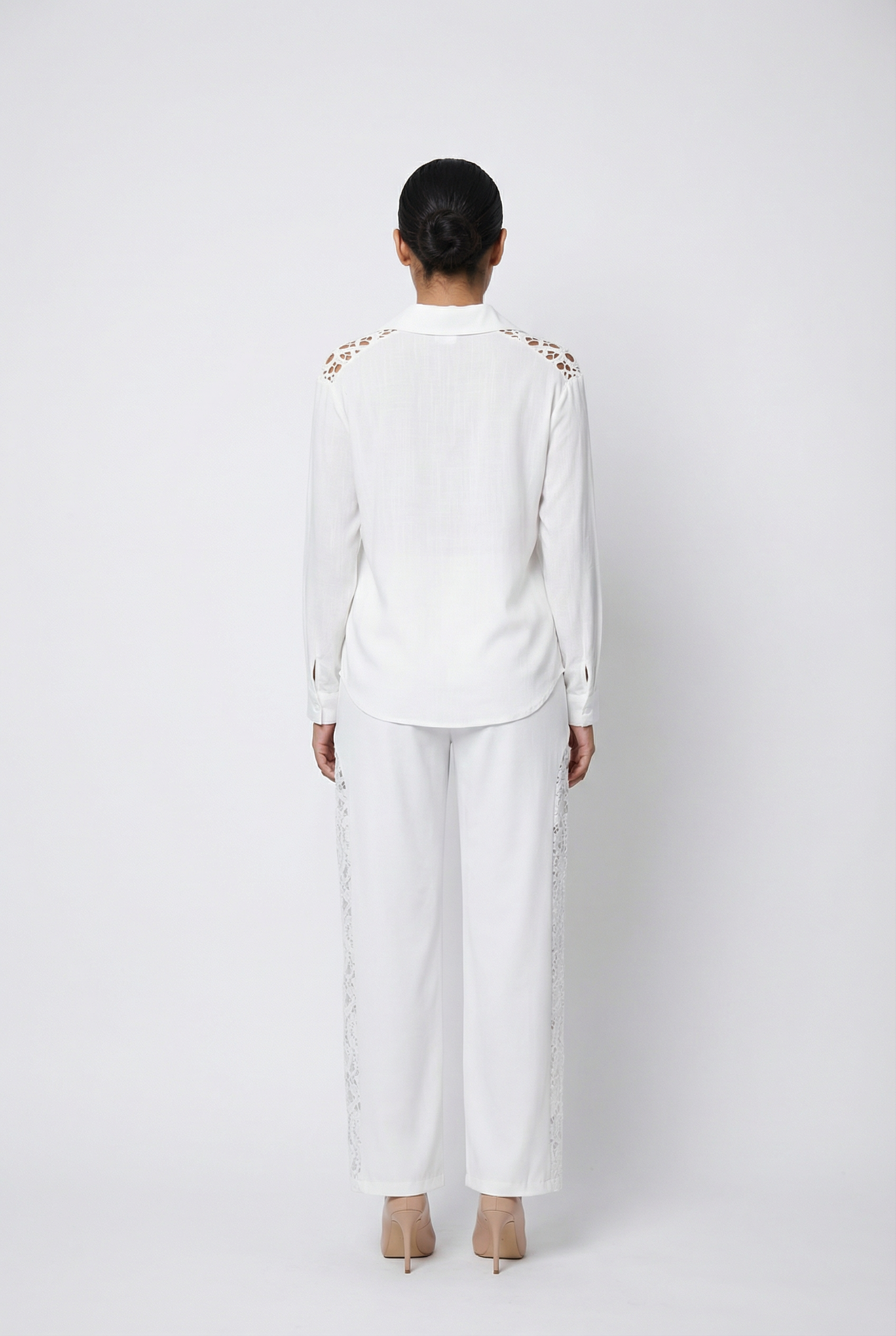 Lace Panel Single-Button Blazer Set