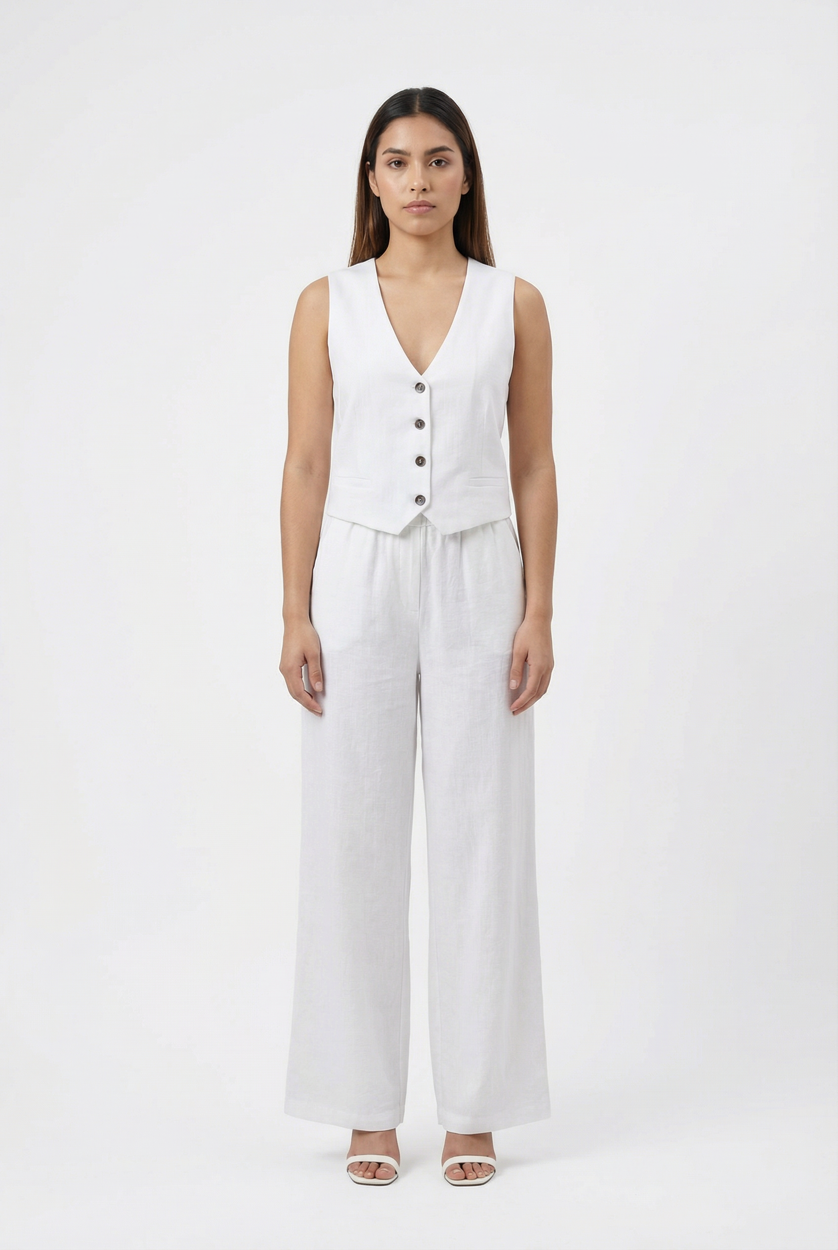 Button-Front Cotton Vest & Pant Set