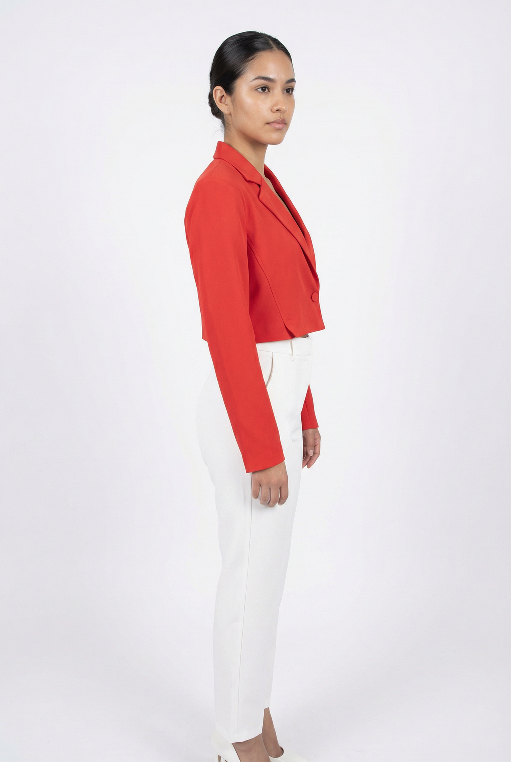 Tailored Single-Button Cropped Blazer