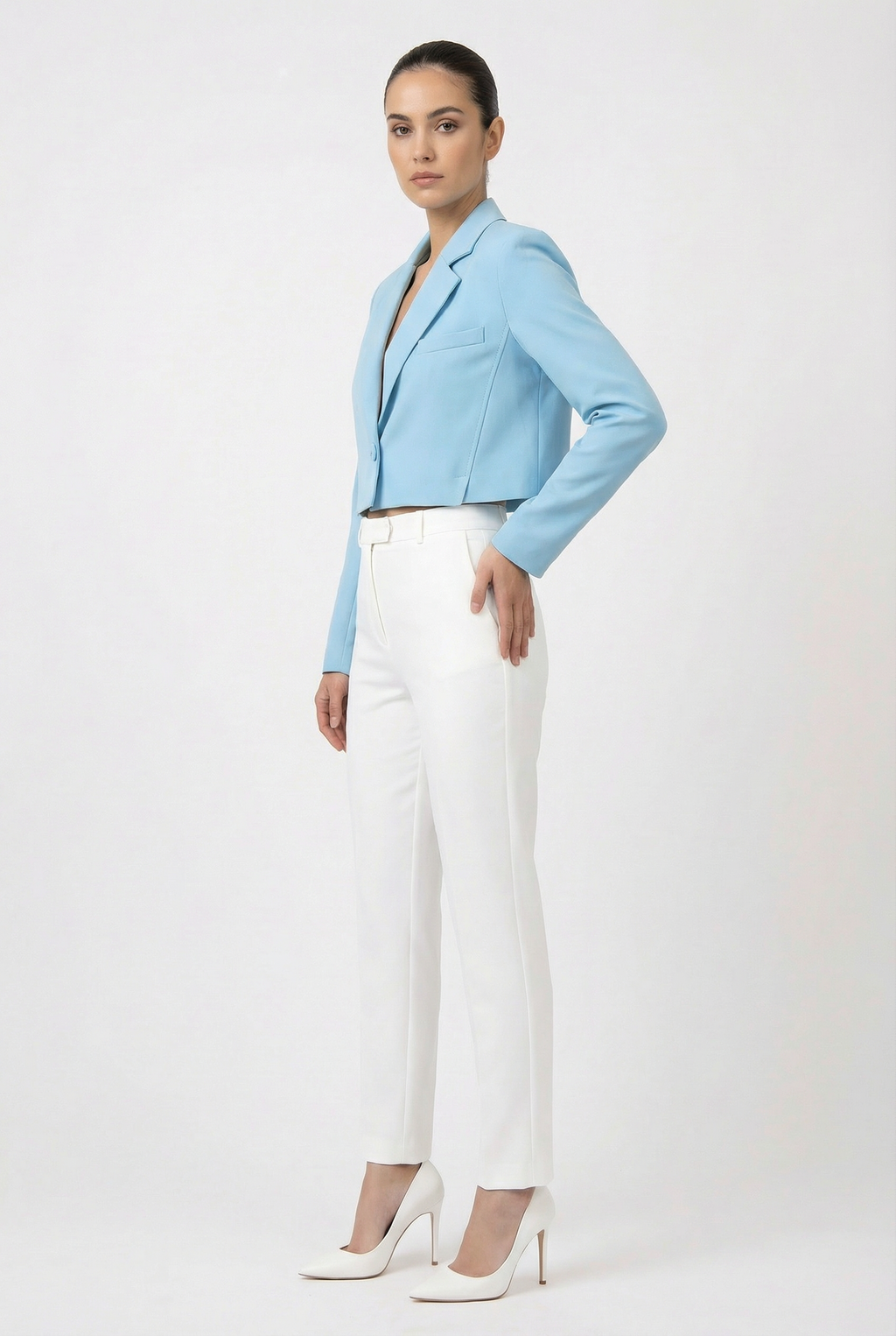 Tailored Single-Button Cropped Blazer