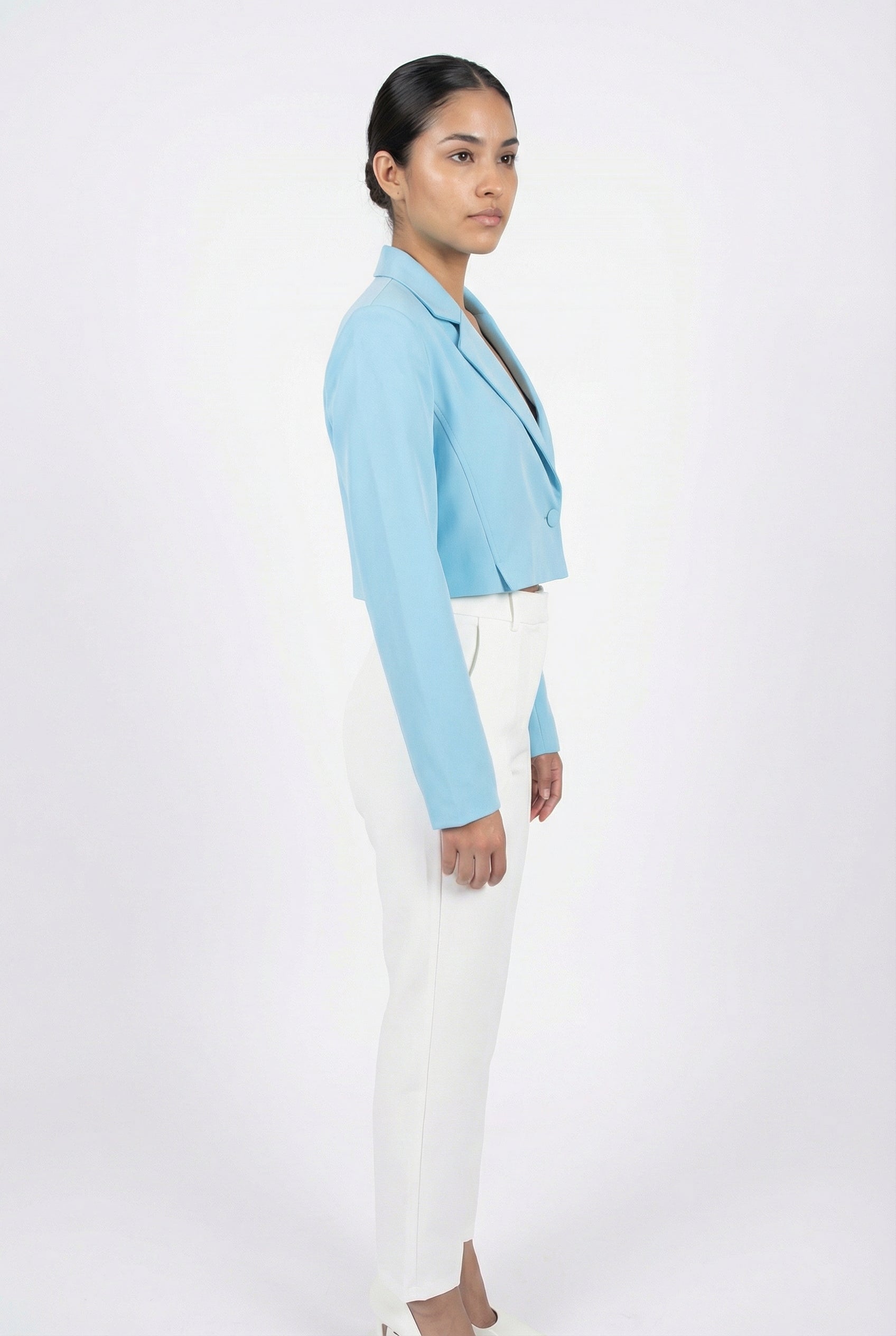 Tailored Single-Button Cropped Blazer