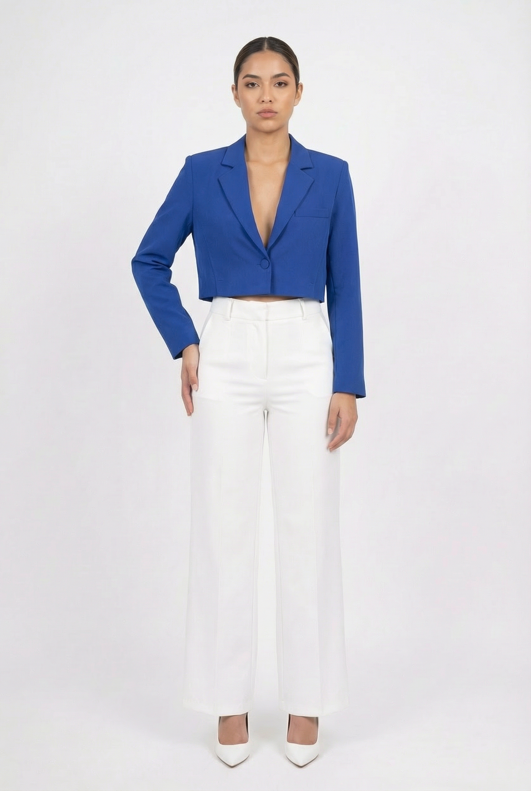 Tailored Single-Button Cropped Blazer