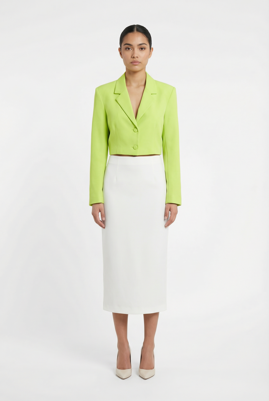 Classic Two-Button Cropped Blazer