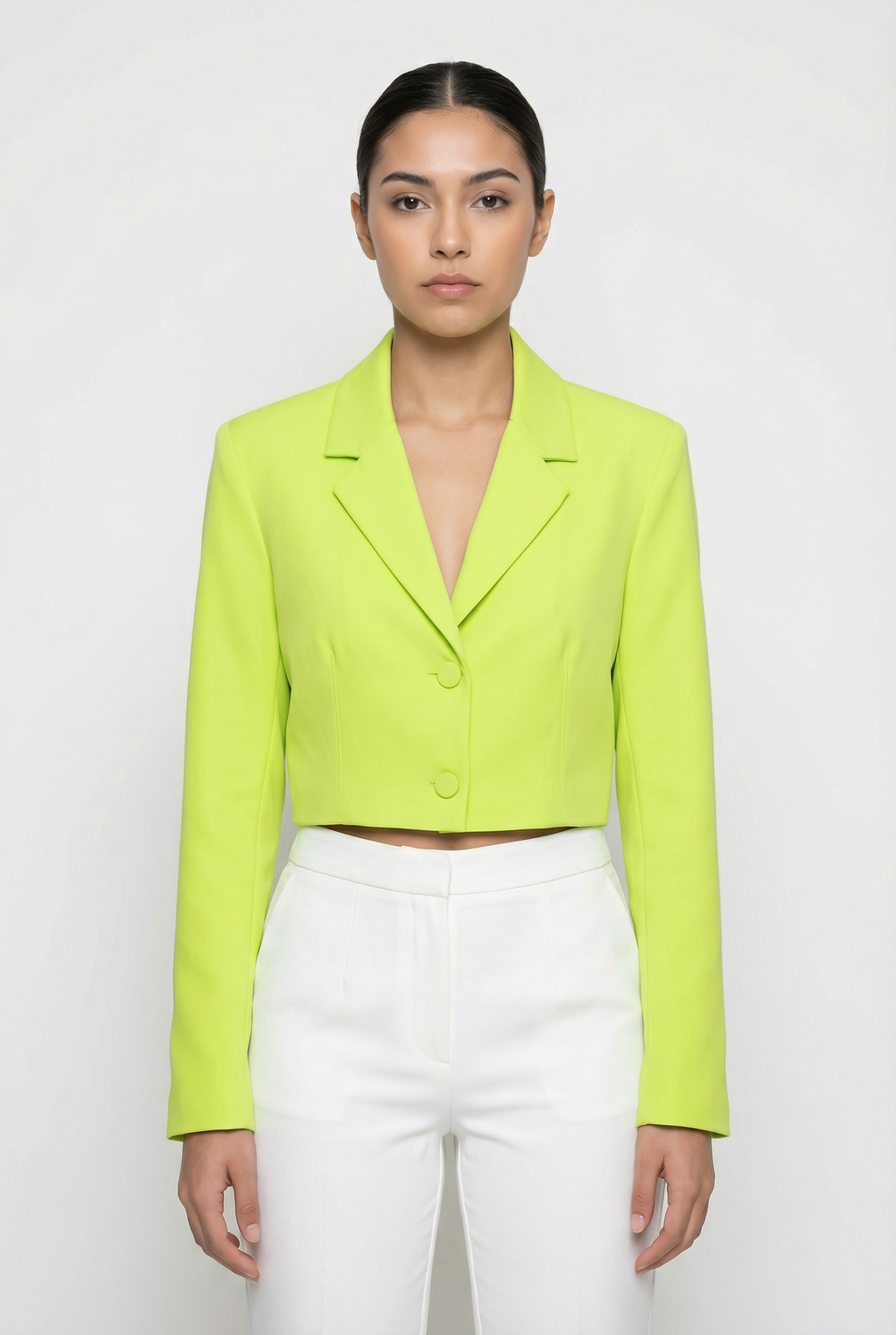 Classic Two-Button Cropped Blazer