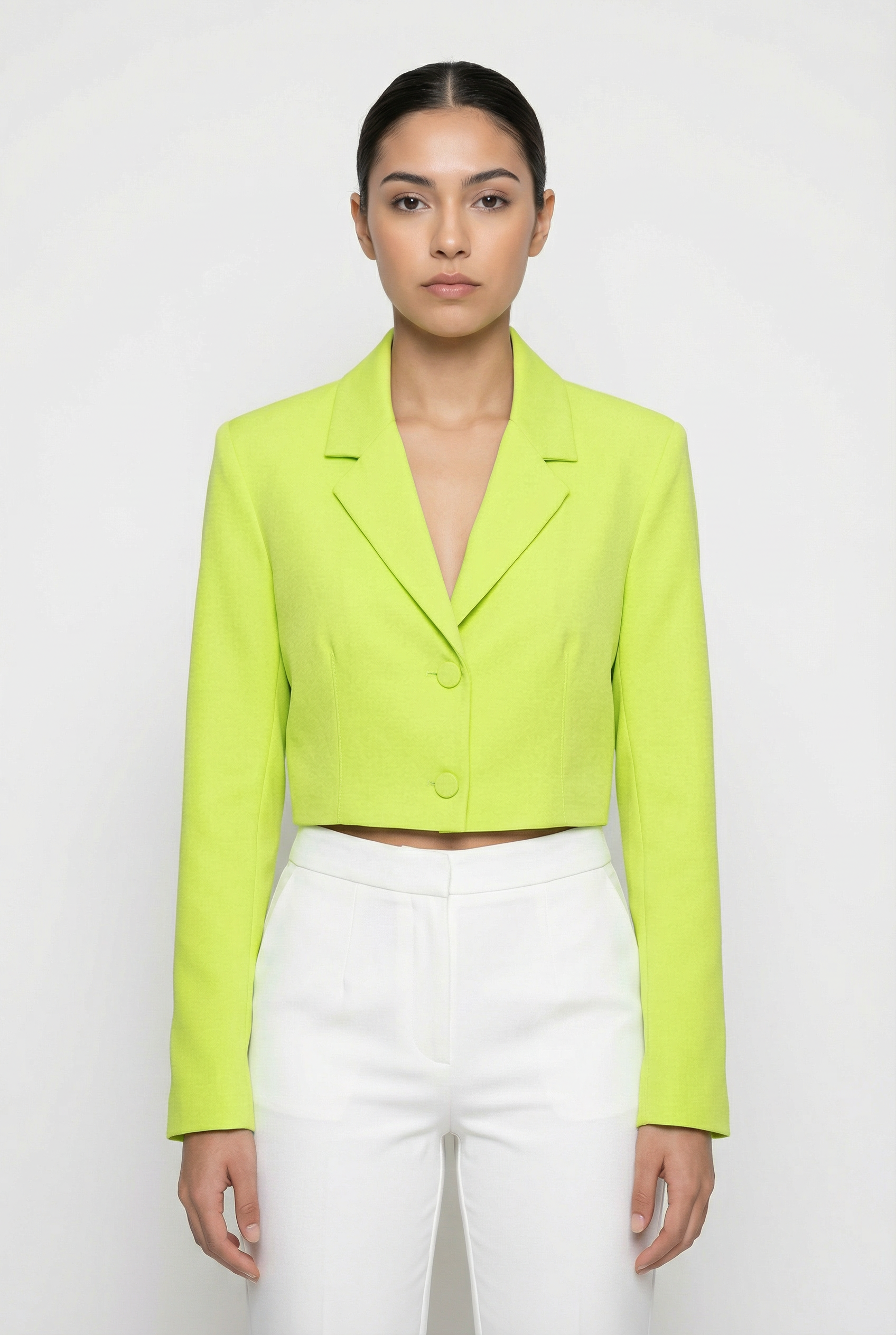 Classic Two-Button Cropped Blazer