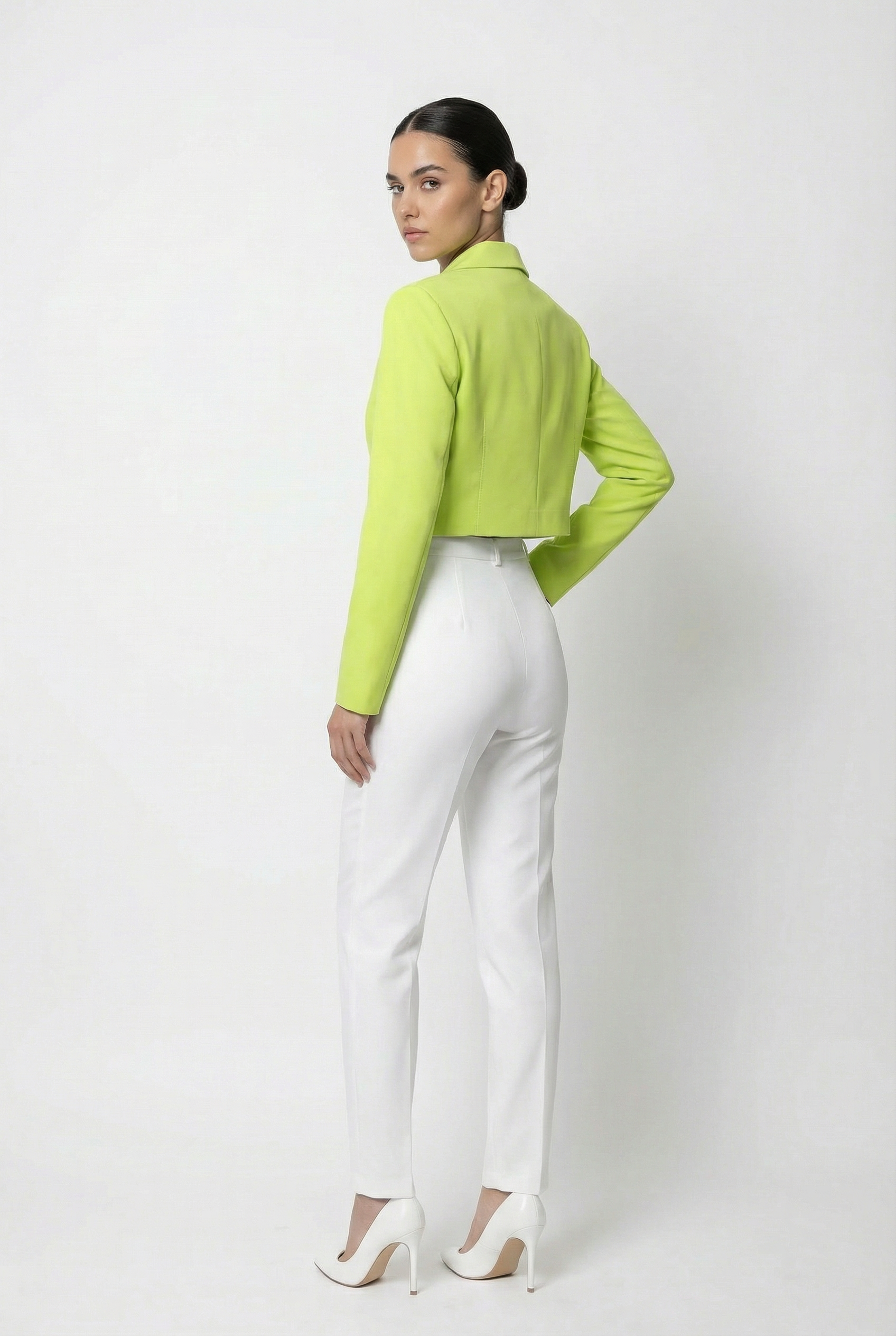 Classic Two-Button Cropped Blazer