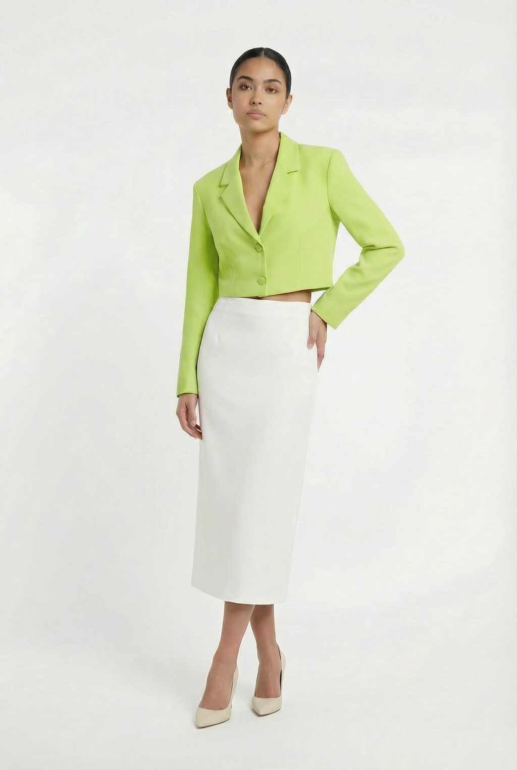 Classic Two-Button Cropped Blazer