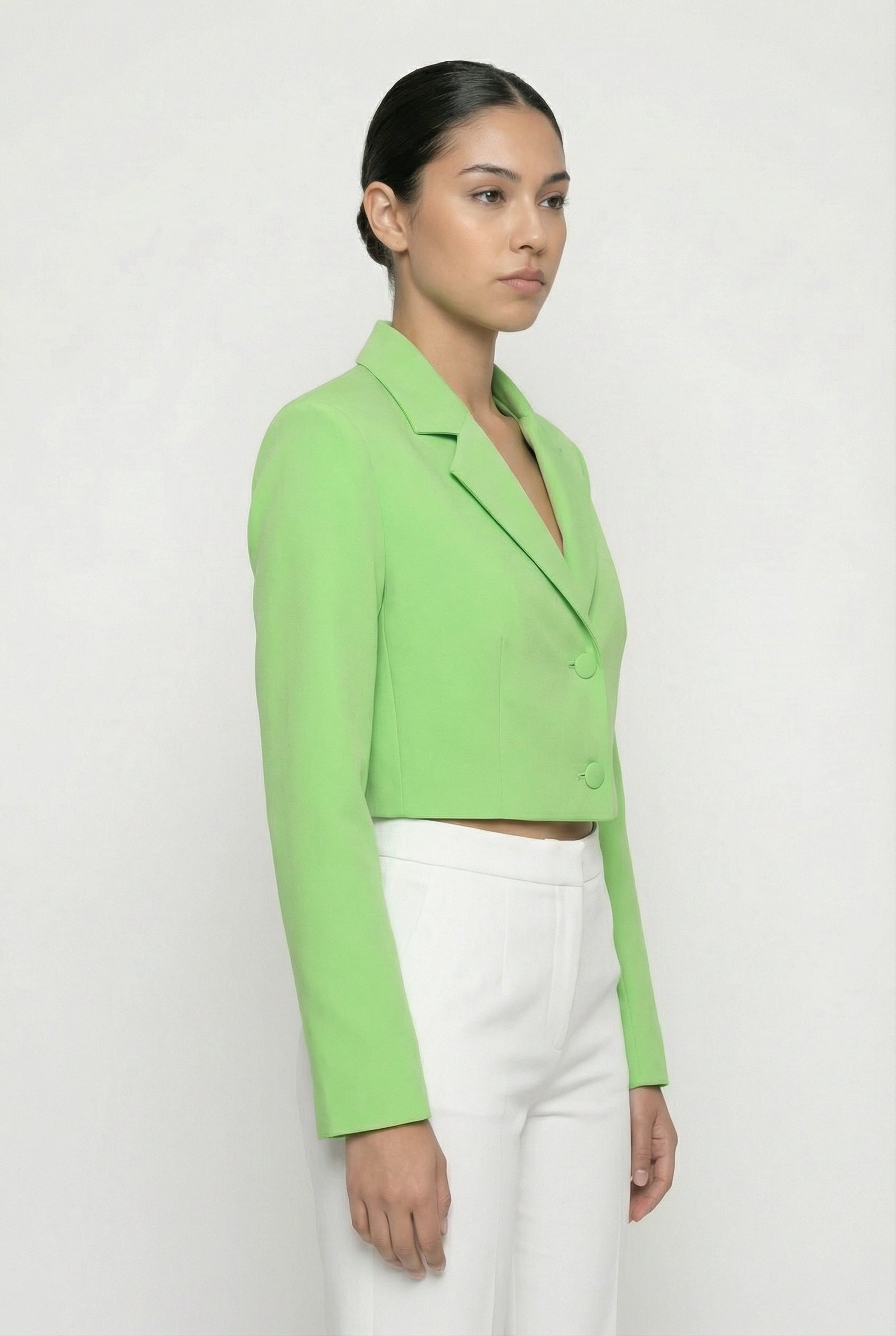 Classic Two-Button Cropped Blazer