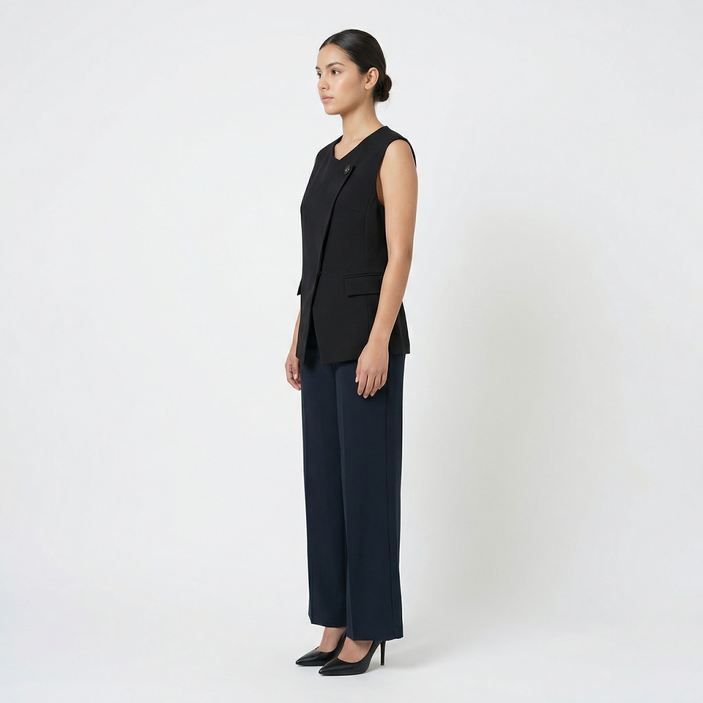 Asymmetric Wrap Vest & Wide-Leg Pant Set