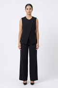 Asymmetric Wrap Vest & Wide-Leg Pant Set