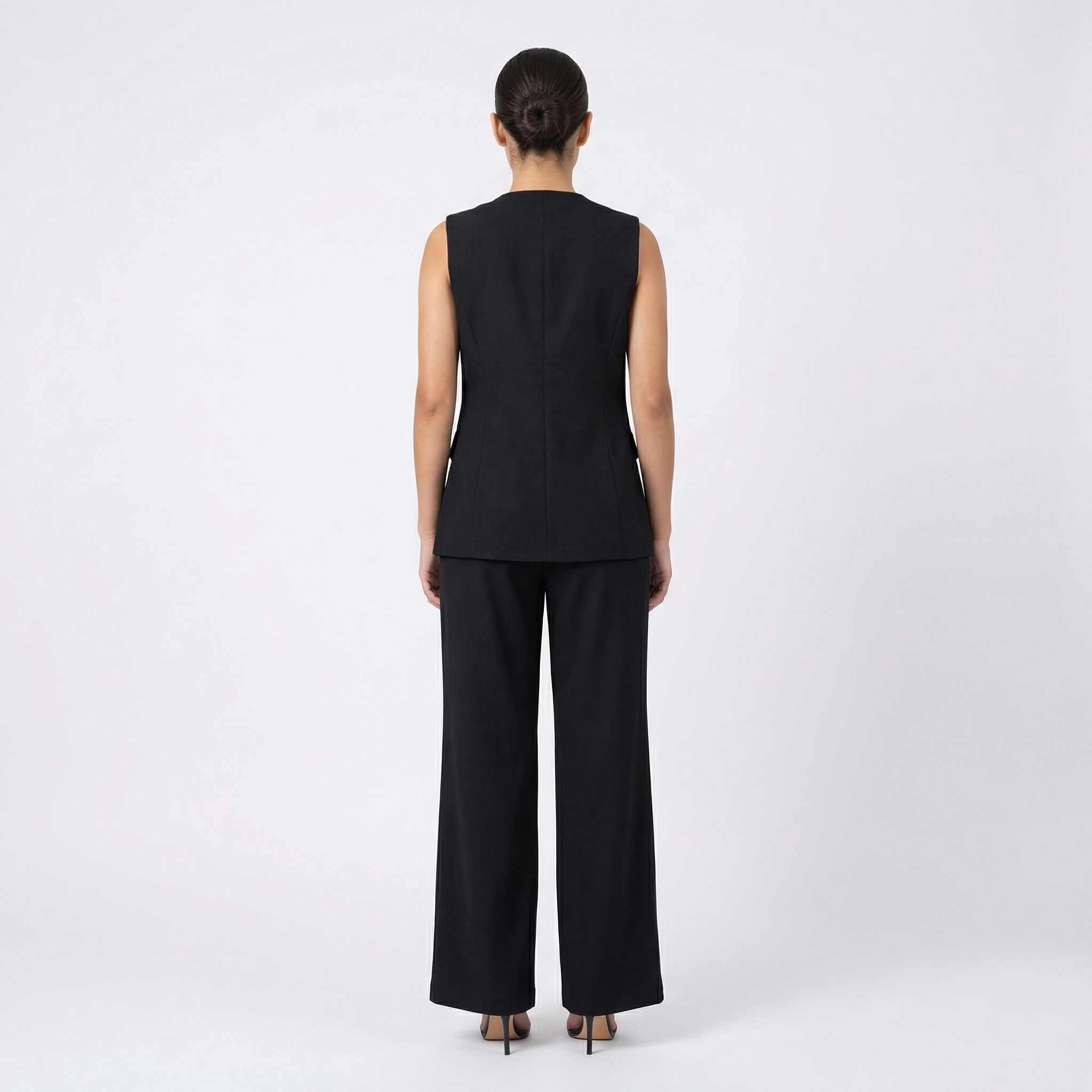 Asymmetric Wrap Vest & Wide-Leg Pant Set
