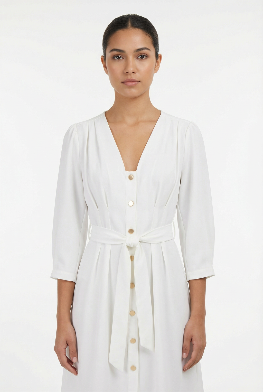 Button-Down Tie-Waist Mini Dress