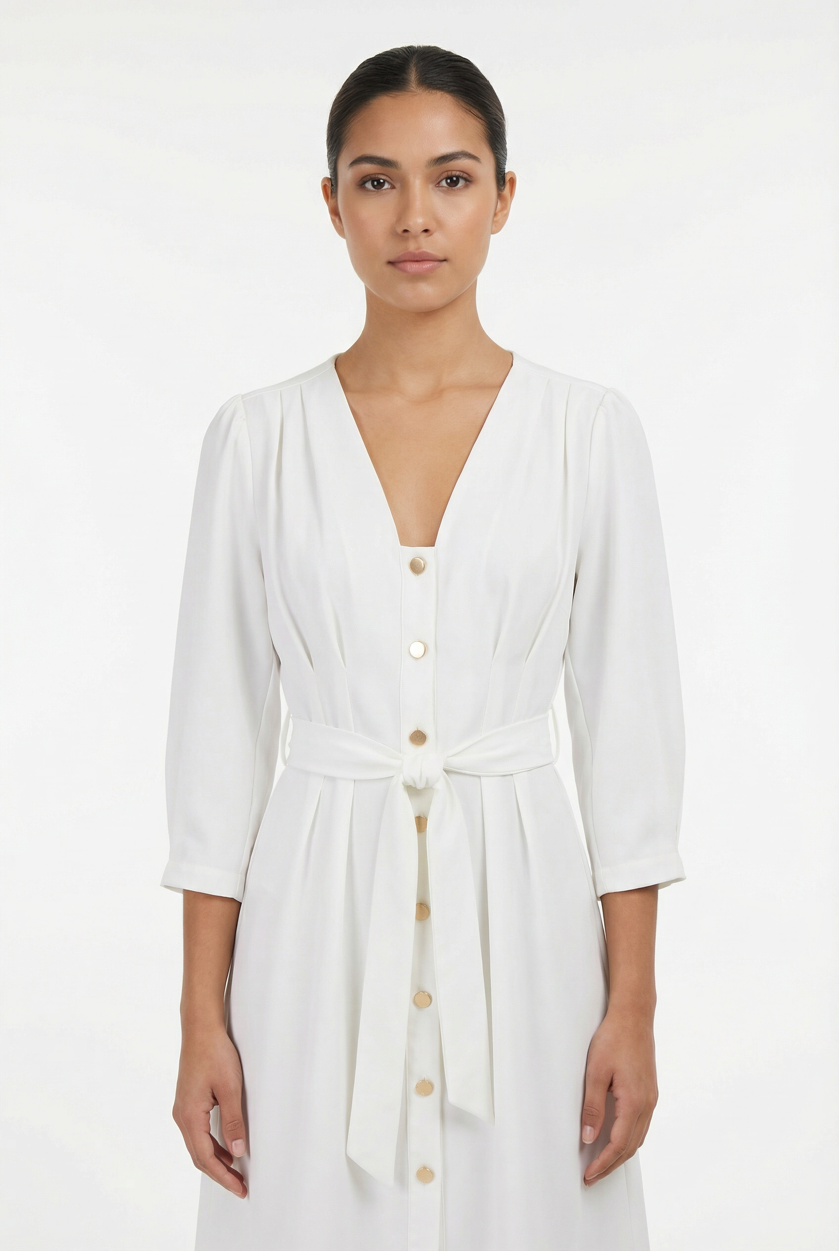 Button-Down Tie-Waist Mini Dress