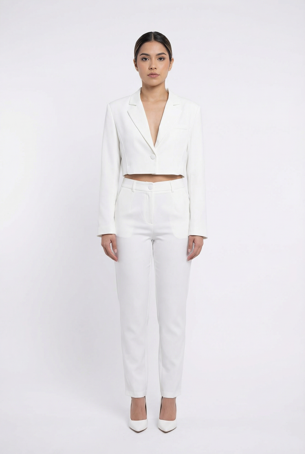 Tailored Single-Button Cropped Blazer