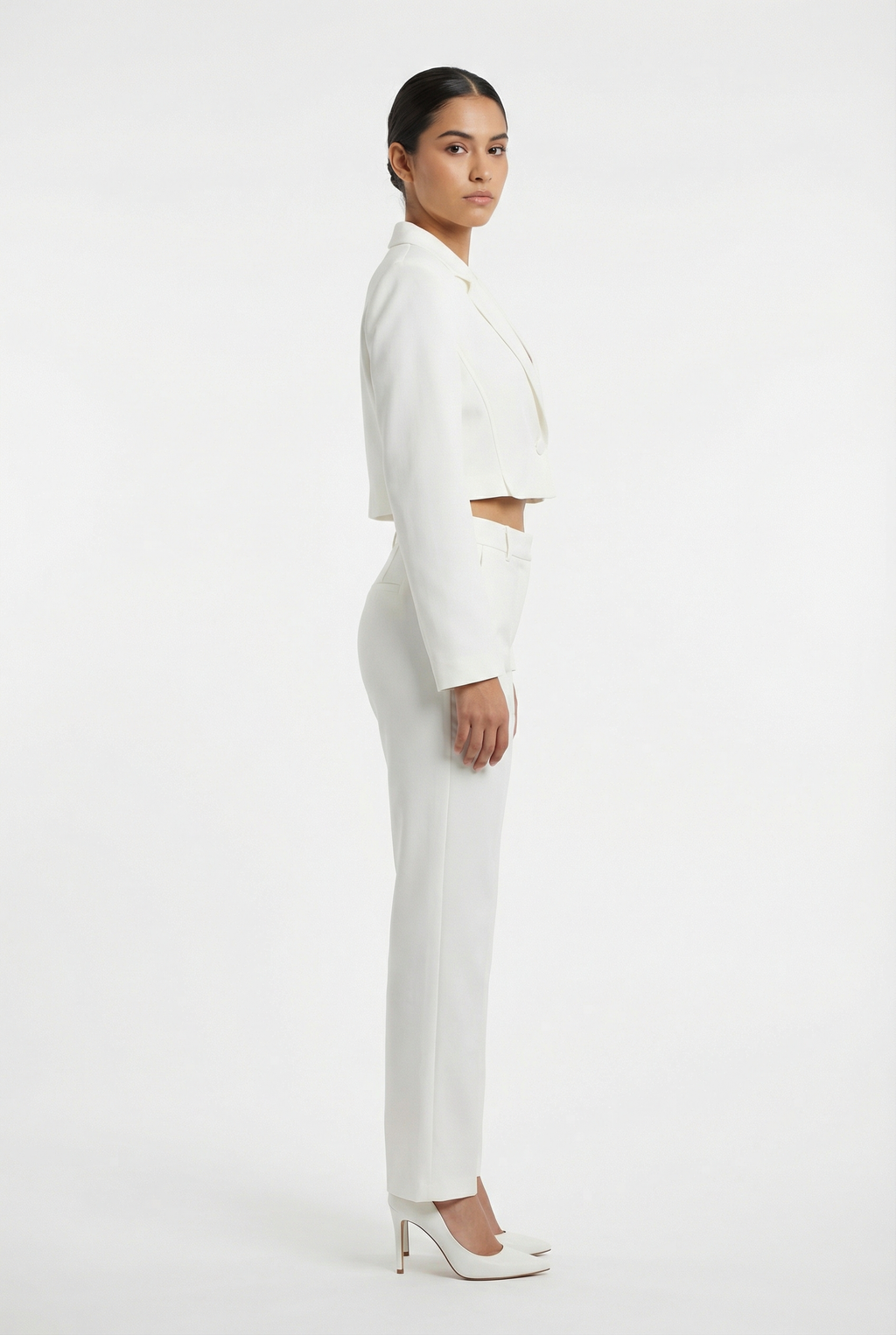 Tailored Single-Button Cropped Blazer