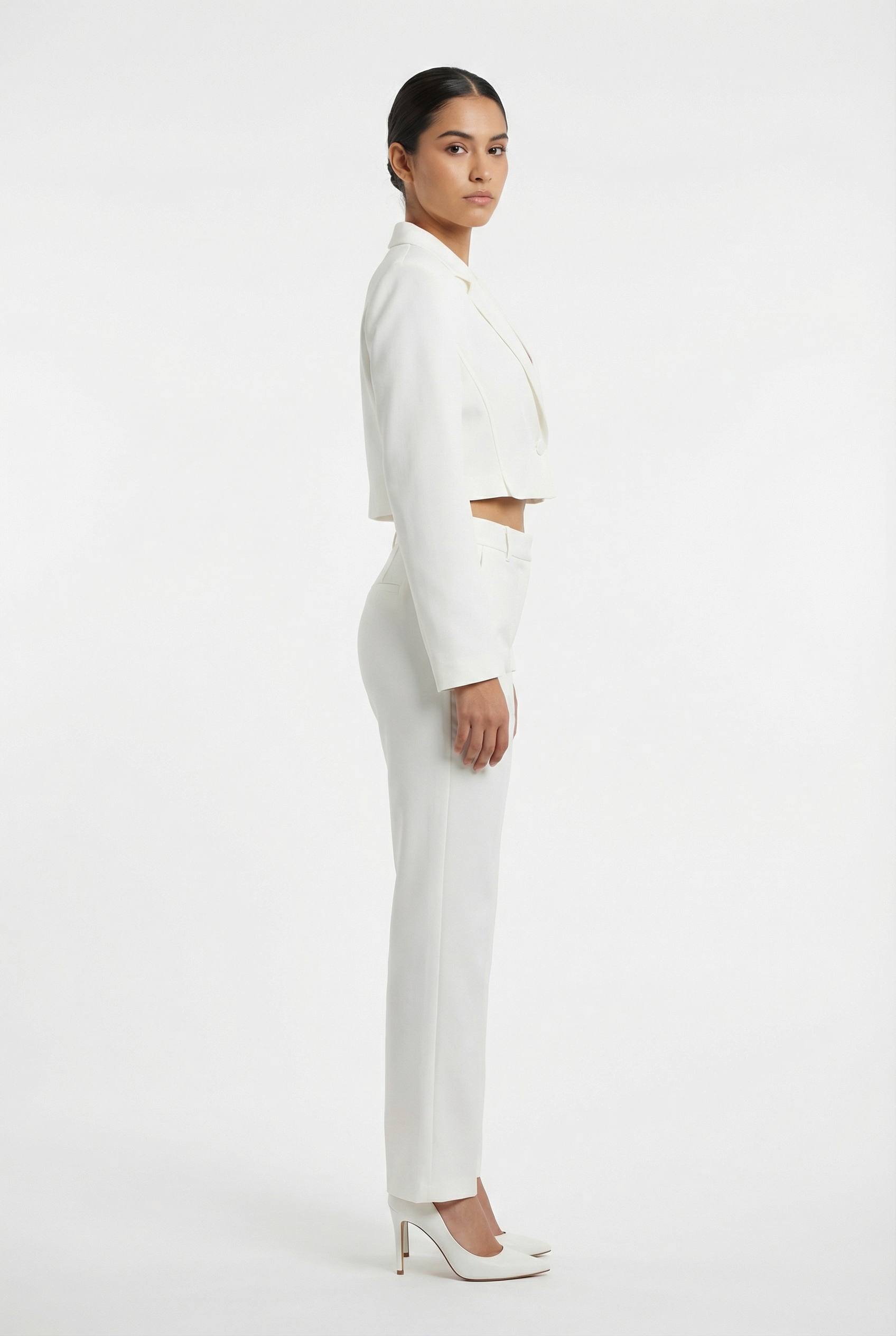 Tailored Single-Button Cropped Blazer