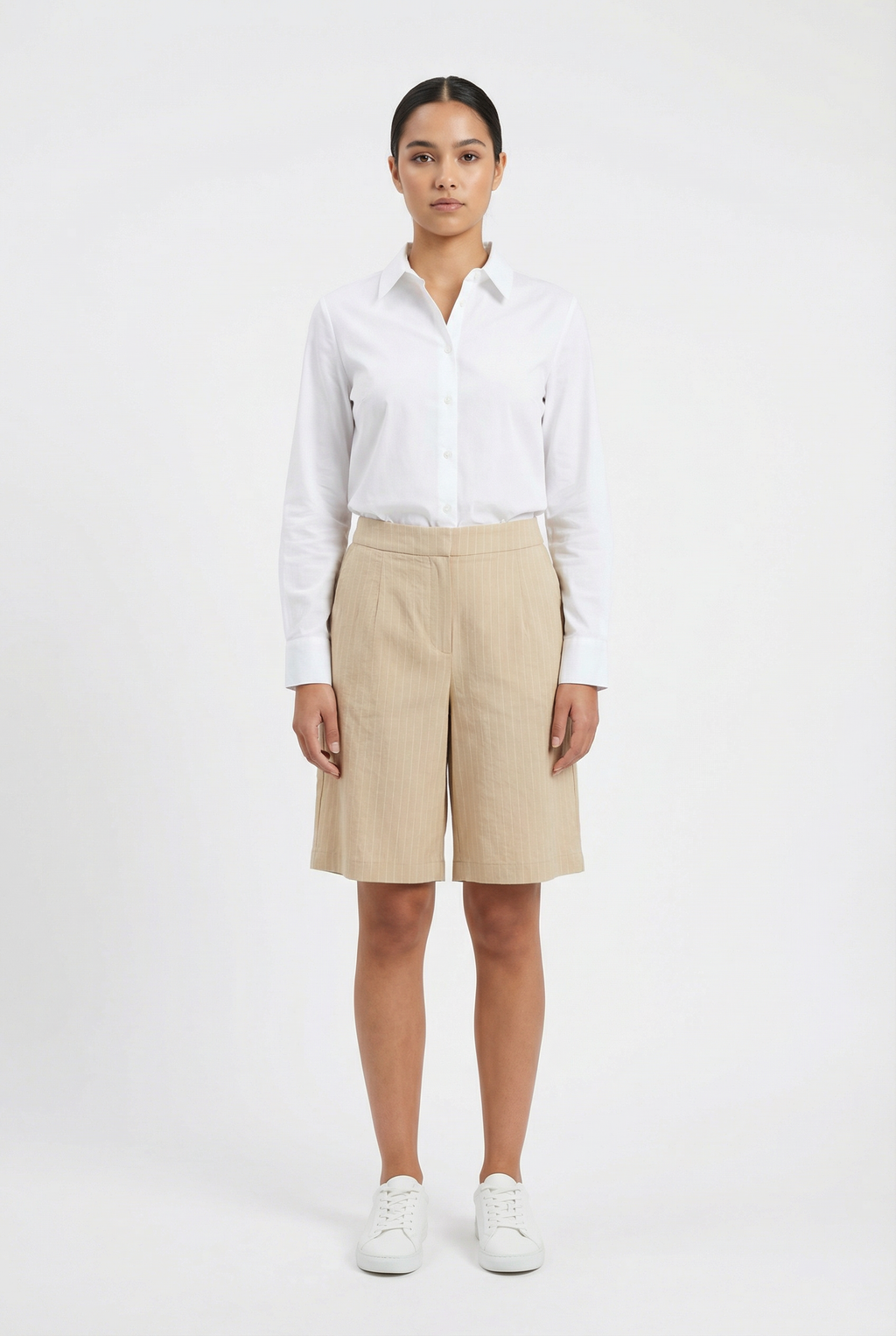 Pinstripe Linen-Blend Bermuda Shorts