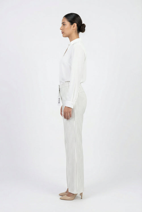 Belted High-Waist Wide-Leg Trousers