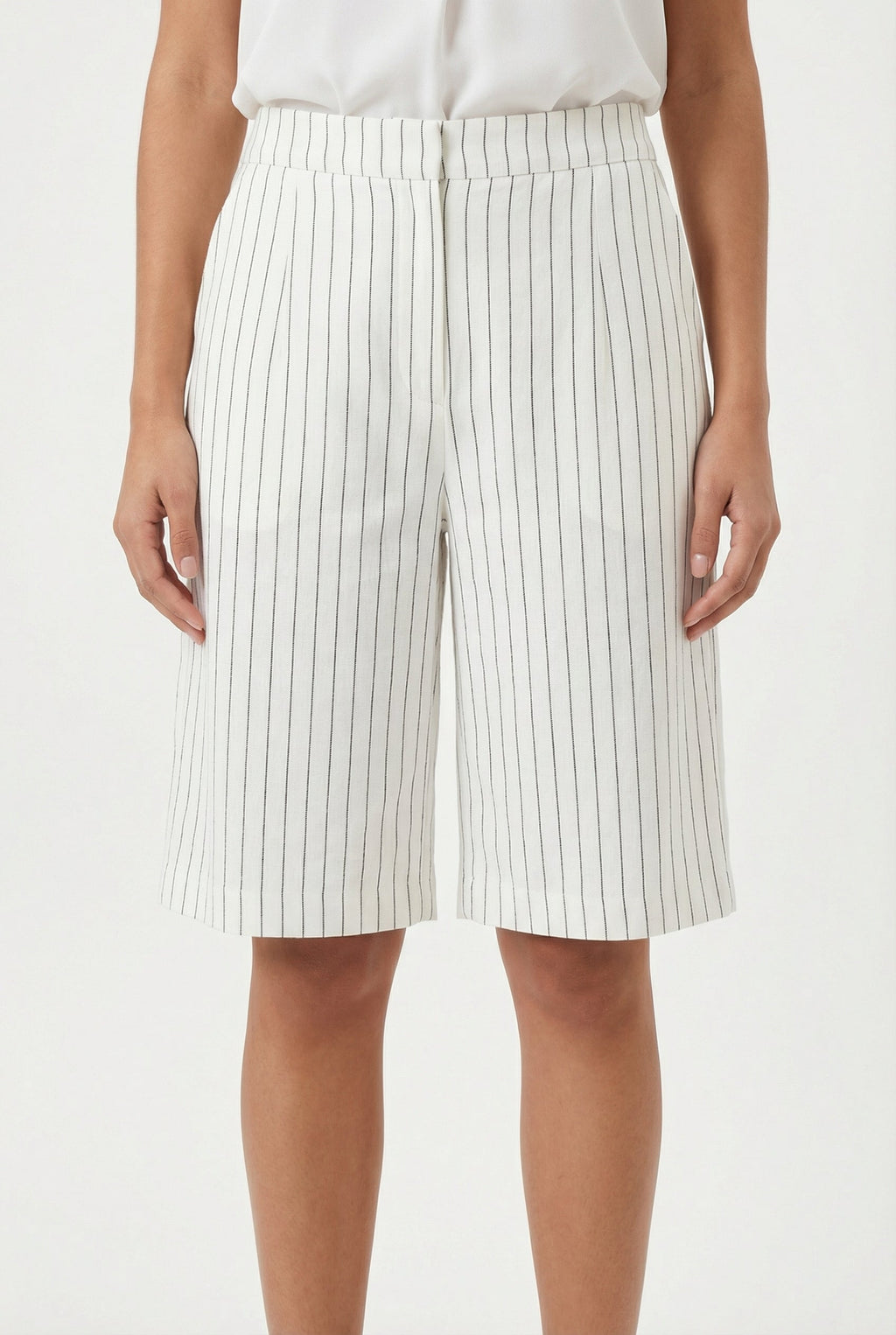 Pinstripe Linen-Blend Bermuda Shorts