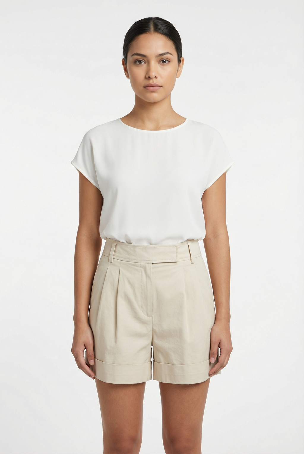Tailored Pleated Cuffed Shorts