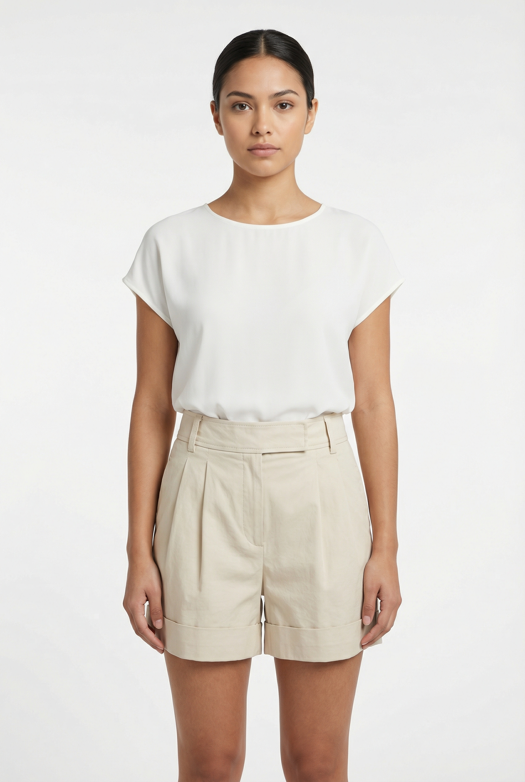 Tailored Pleated Cuffed Shorts