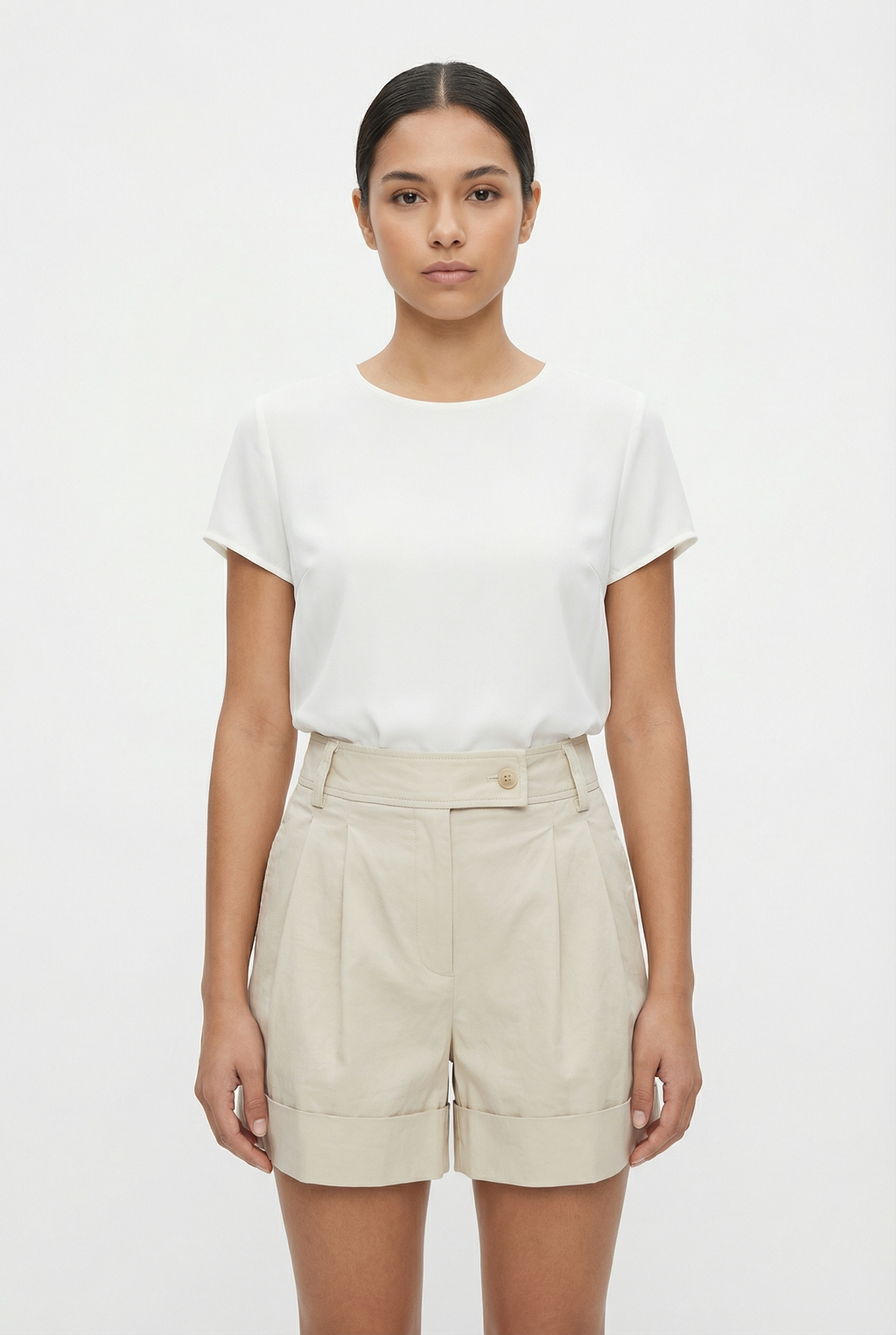 Tailored Pleated Cuffed Shorts