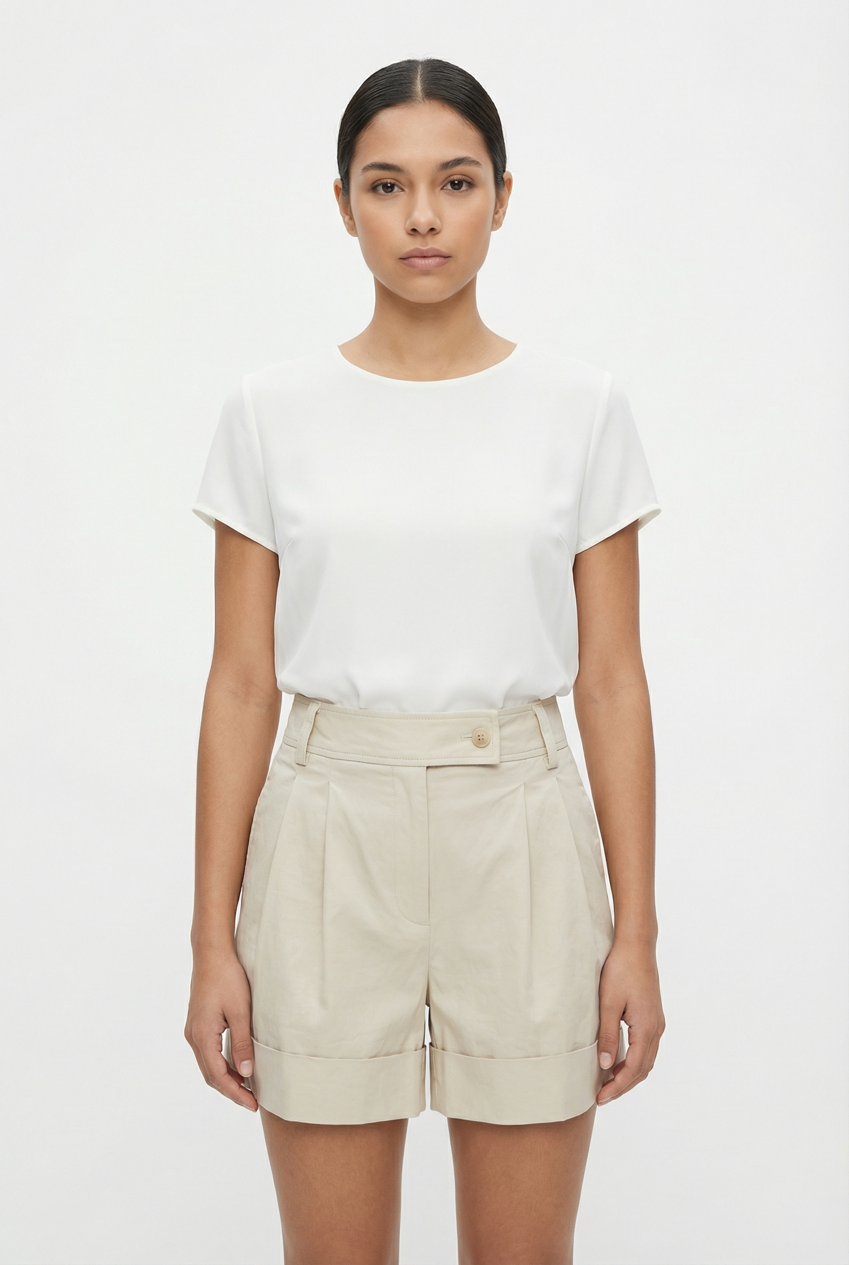 Tailored Pleated Cuffed Shorts
