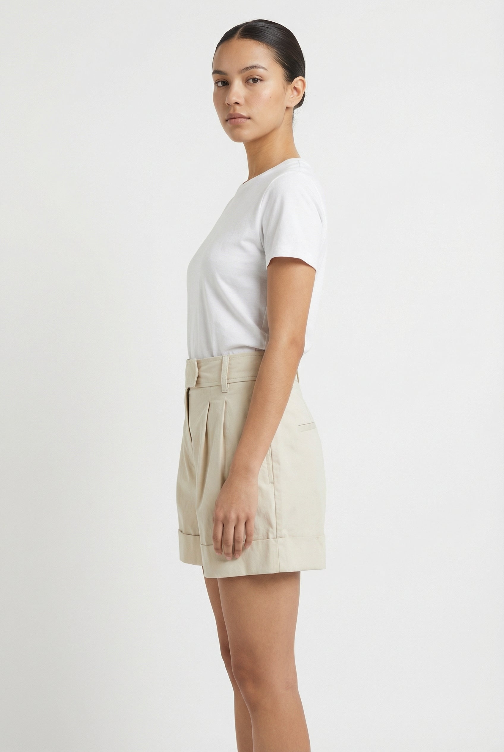 Tailored Pleated Cuffed Shorts