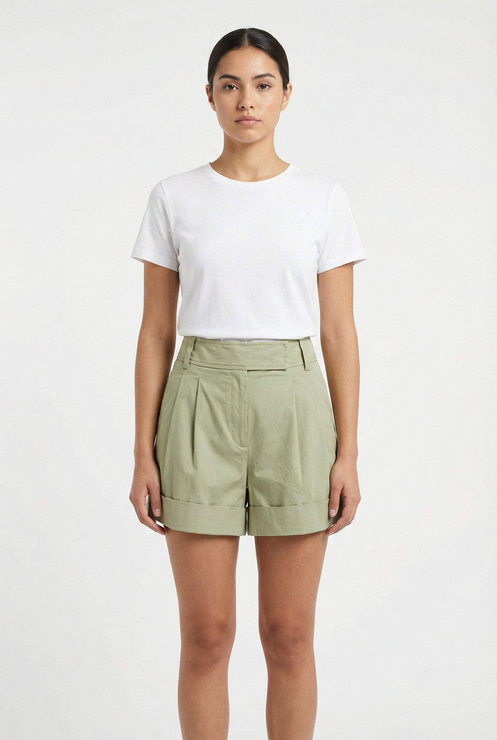 Tailored Pleated Cuffed Shorts