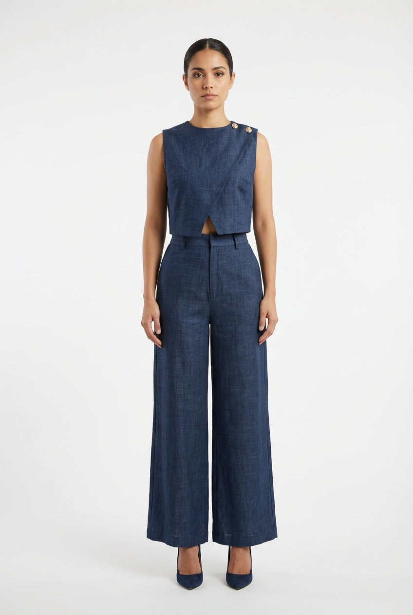 Asymmetrical Tailored Denim Set