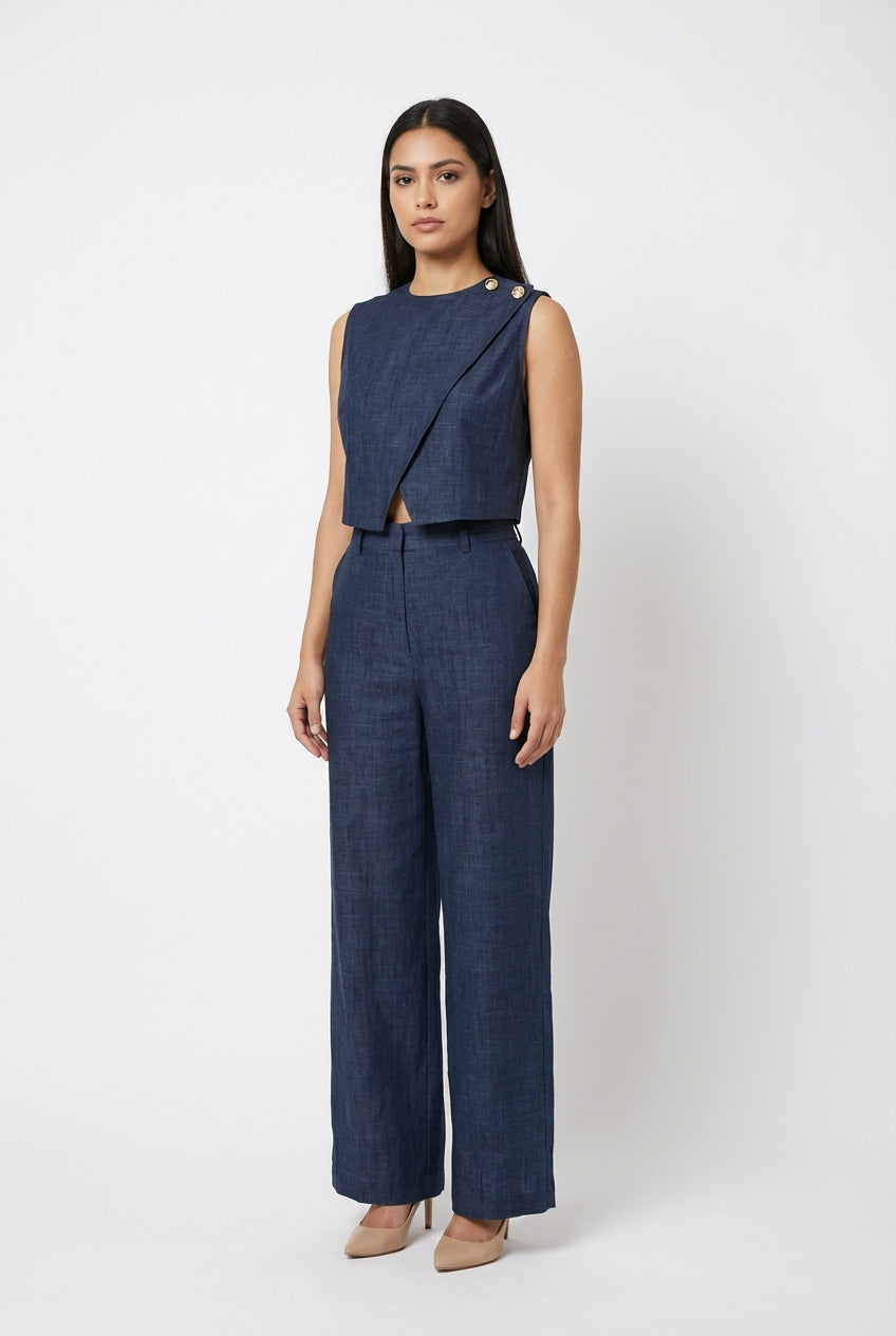 Asymmetrical Tailored Denim Set