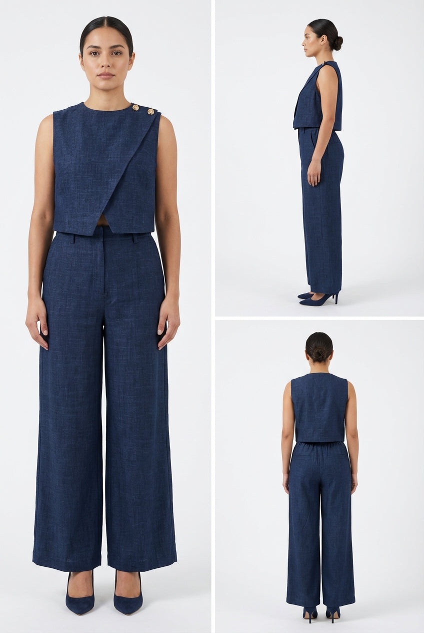 Asymmetrical Tailored Denim Set