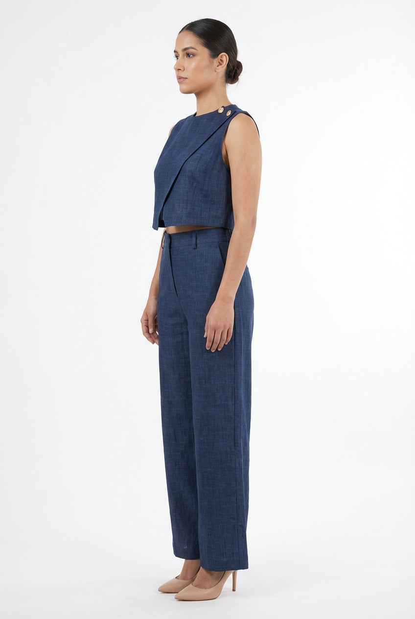 Asymmetrical Tailored Denim Set