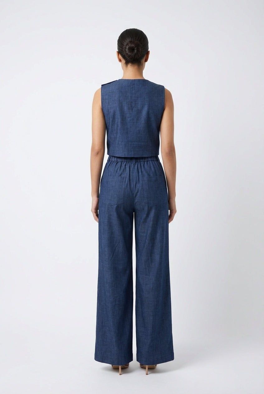 Asymmetrical Tailored Denim Set