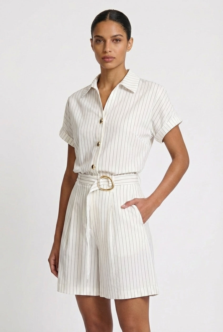 Pinstripe Button-Down Short Set