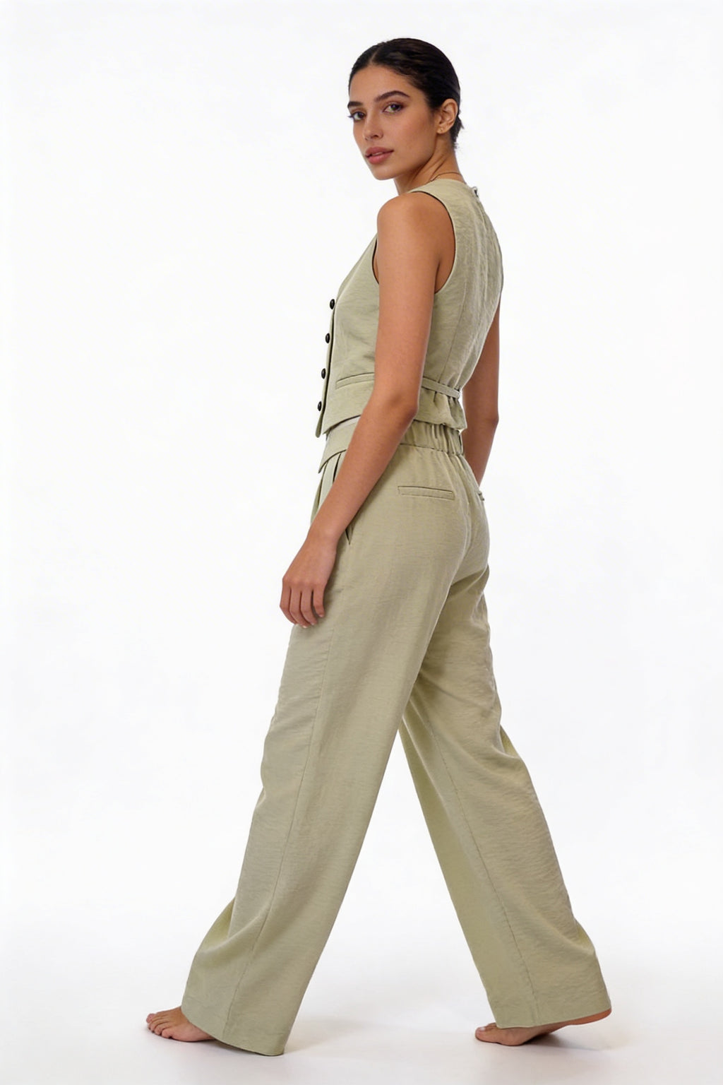 Button-Front Cotton Vest & Pant Set