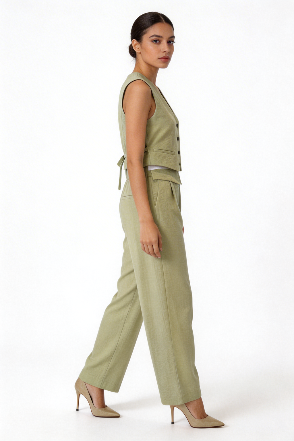 Button-Front Cotton Vest & Pant Set