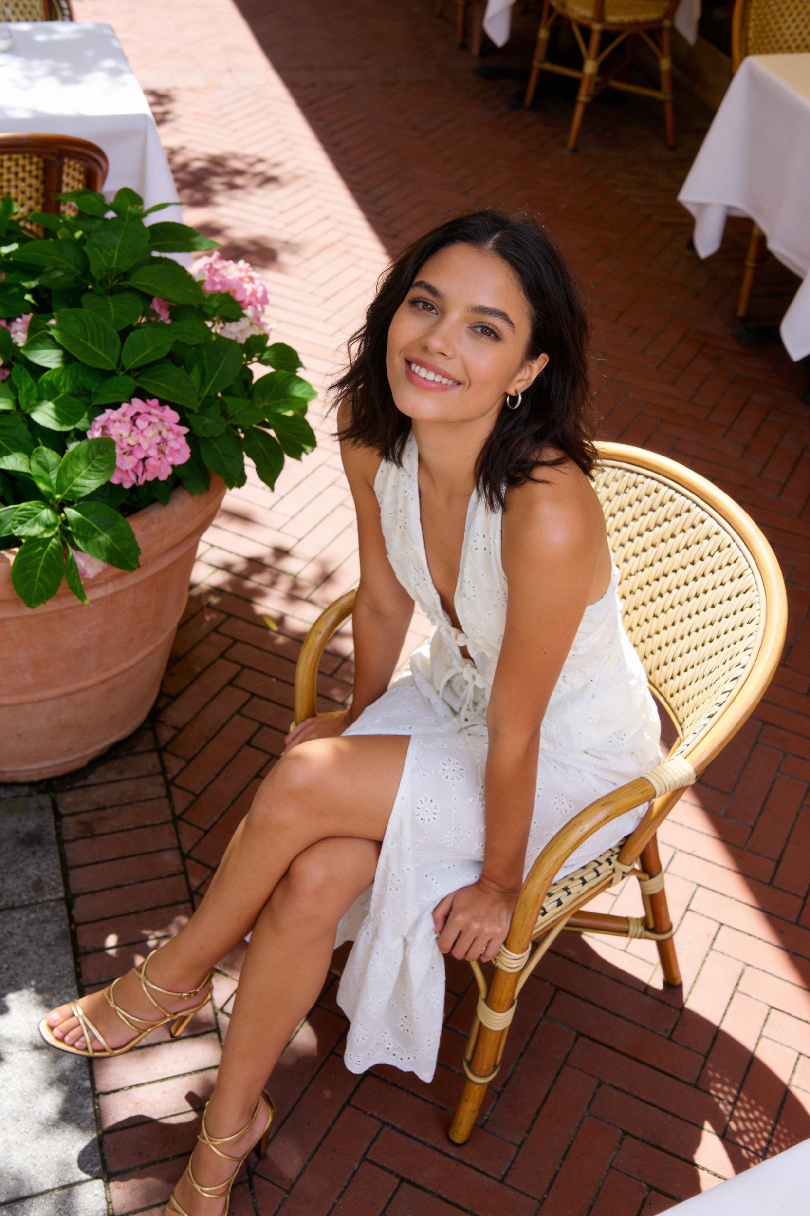 Eyelet Halter Top & Tiered Skirt Set