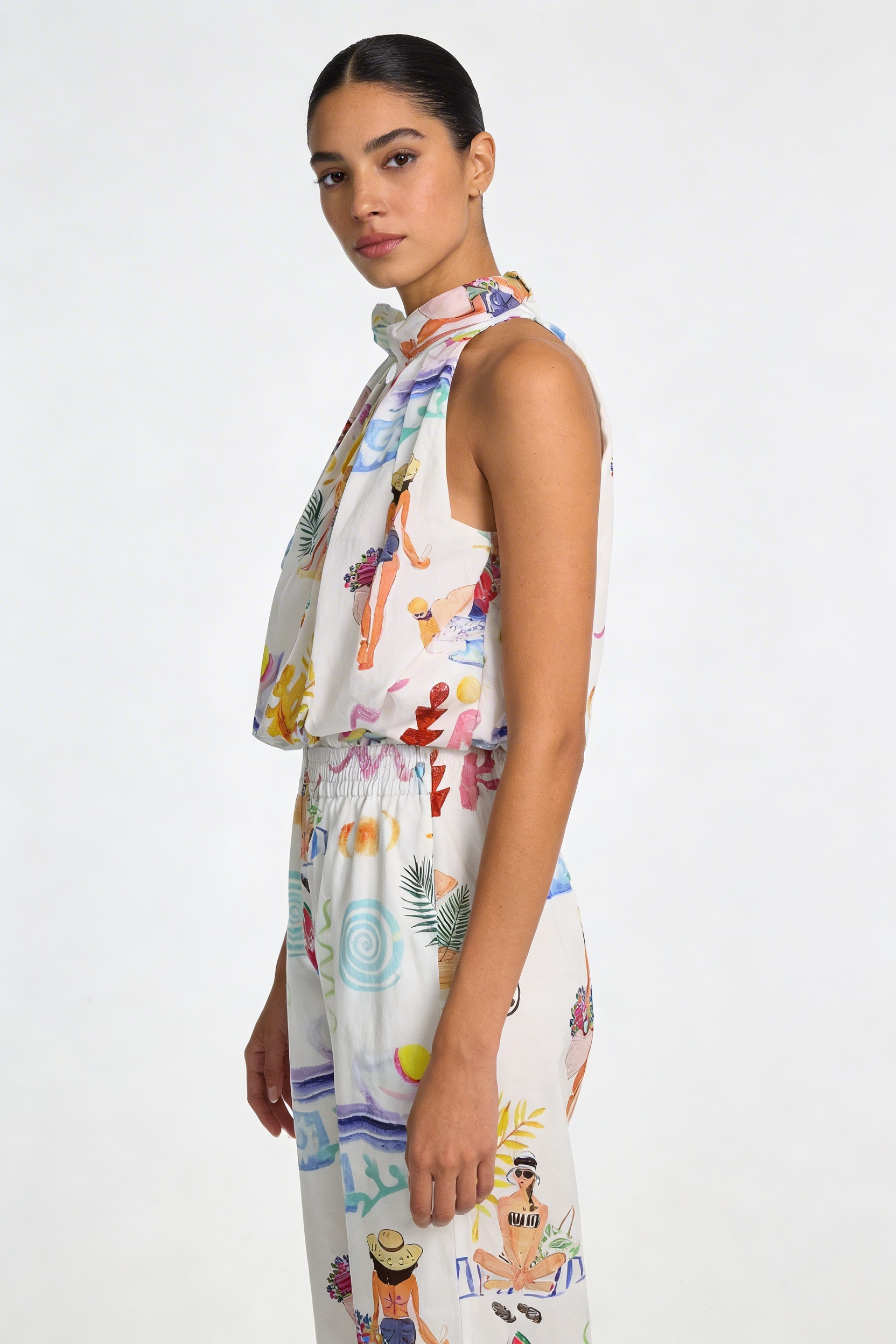 Whimsical Beach Print Halter Set