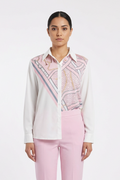 Mixed Print Scarf Panel Blouse